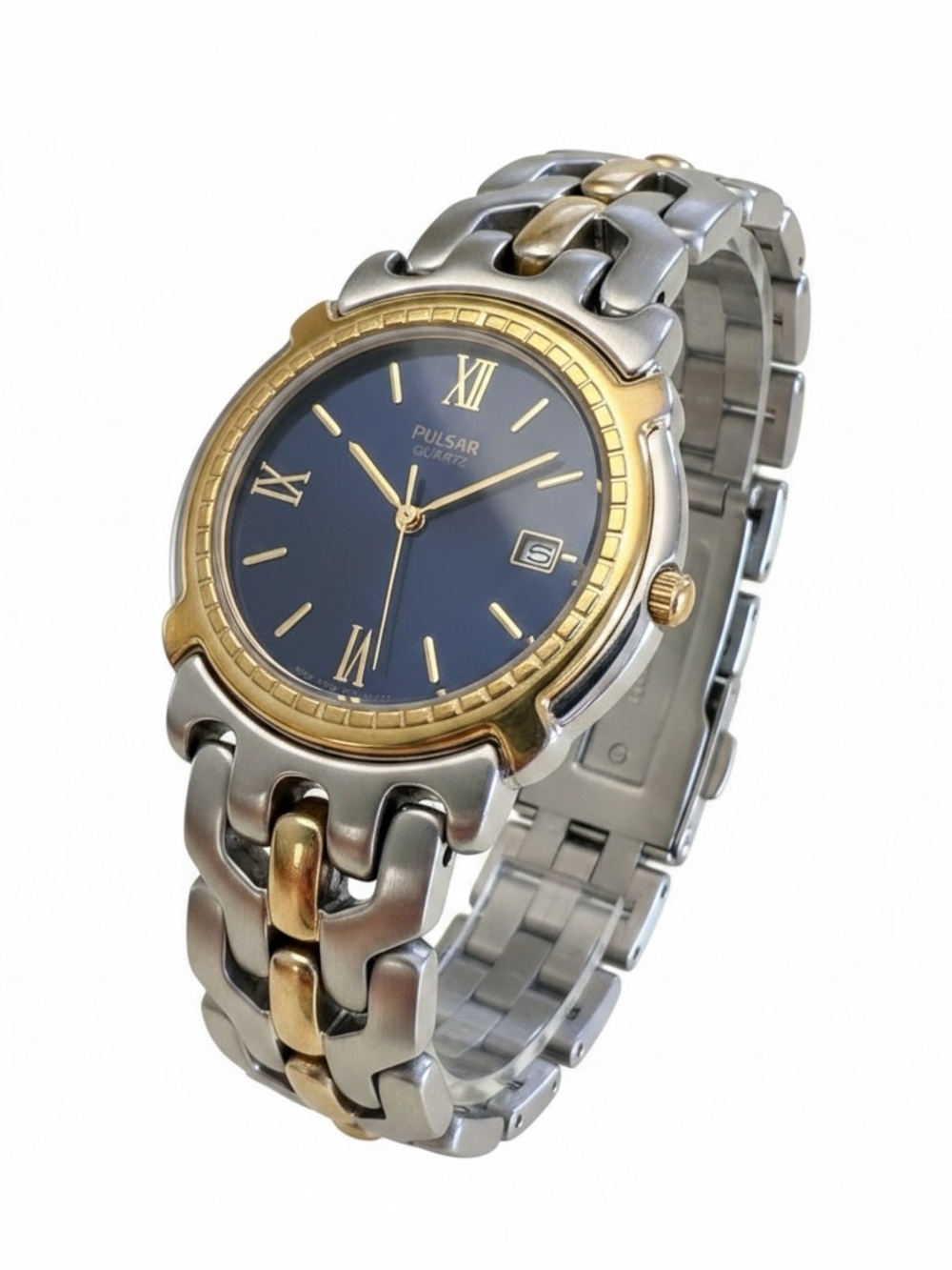 Pulsar Two-Tone Gold & Silver Men’s Watch with Blue Dial